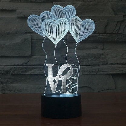 Холограмна LED 3D нощна лампа с различни форми