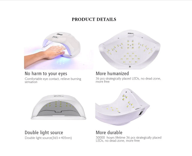 Комбинирана лампа за маникюр и педикюр SUN X, Бяла, UV LED, 54W