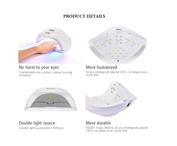 Комбинирана лампа за маникюр и педикюр SUN X, Бяла, UV LED, 54W