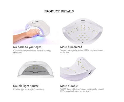 Комбинирана лампа за маникюр и педикюр SUN X, Бяла, UV LED, 54W
