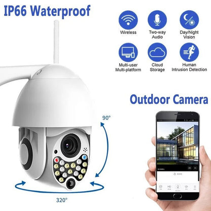 ВОДОУСТОЙЧИВА WIFI FULL HD 2.0MP 17 LED 355° въртяща камера с Motion Tracking