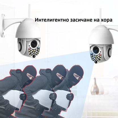 ВОДОУСТОЙЧИВА WIFI FULL HD 2.0MP 17 LED 355° въртяща камера с Motion Tracking