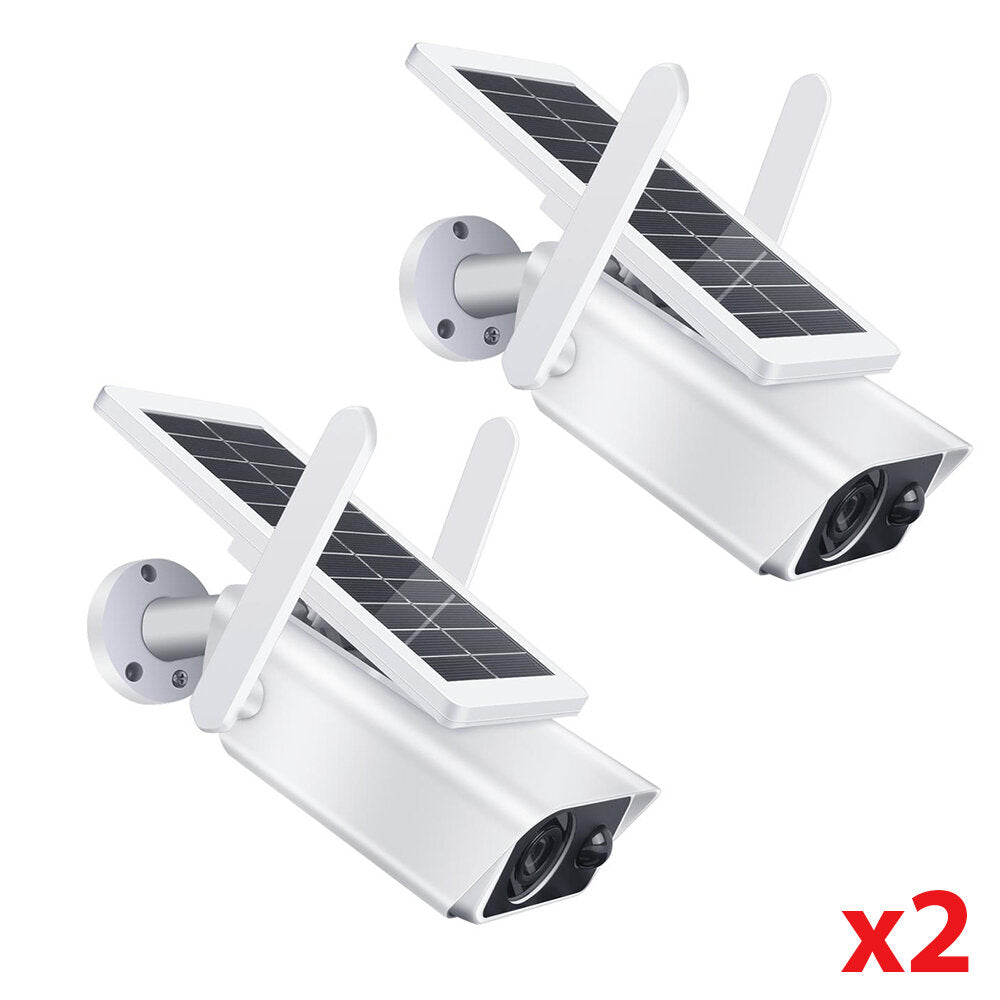 Комплект 2 бр Водоустойчива Wifi соларна безкабелна камера FullHD