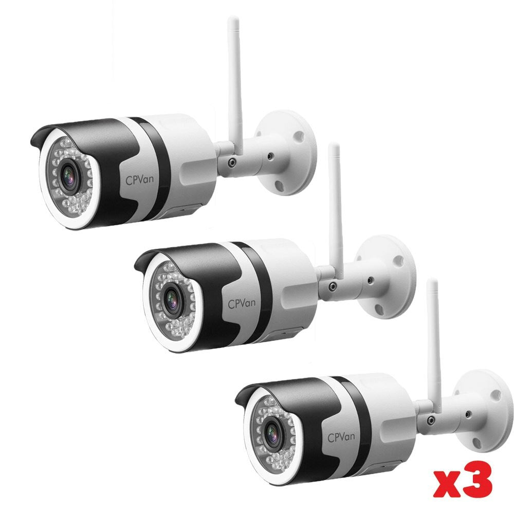 Комплект 3бр Wateproof Camera WIFI за външен монтаж, нощно виждане Full HD
