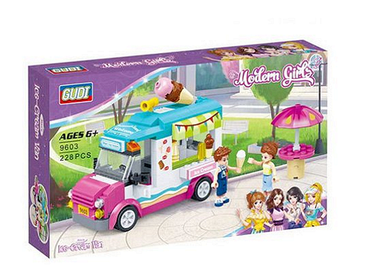 Конструктор Gudi, Ice Cream Van, Камион за сладолед, Модел 960, 228 части3