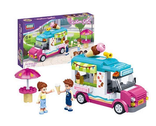 Конструктор Gudi, Ice Cream Van, Камион за сладолед, Модел 960, 228 части3