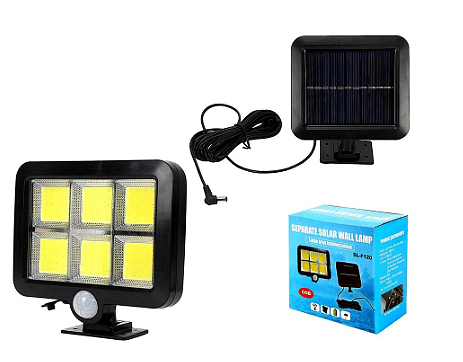 LED лампа със соларен панел, PIR сензор за движение, дистанционно управление, нощна улична лампа, черен,,