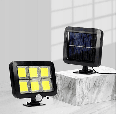 LED лампа със соларен панел, PIR сензор за движение, дистанционно управление, нощна улична лампа, черен,,