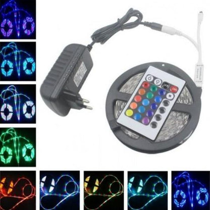 LED ЛЕНТА ЦВЕТНА RGB - 5м. Водоустойчива + дистанционно