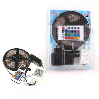LED ЛЕНТА ЦВЕТНА RGB - 5м. Водоустойчива + дистанционно
