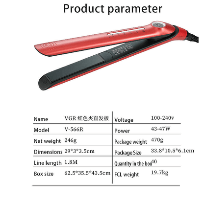 Маша за коса VGR, V-566R, 230°C, Регулатор на температура, Червена