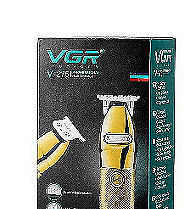 Машинка за подстригване VGR 275, Стоманено острие, LCD дисплей, Три приставки, USB, Златен