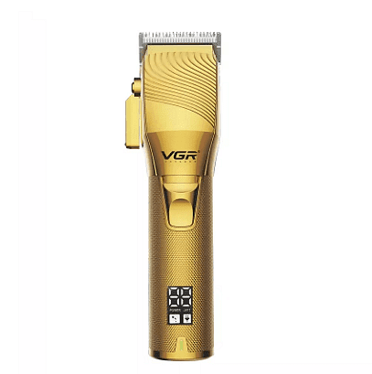 Машинка за подстригване VGR 280, Стоманено острие, LCD дисплей, 6 приставки, Кука за закачане, Златен