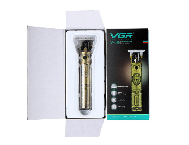 Машинка за подстригване VGR V-085, 10 W, Закалено острие, Четка за почистване, USB кабел за зареждане, Златен