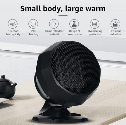 Мини преносима вентилаорна печка, WG-089, 50-60HZ, Бързо затопляне, Модерен дизайн, Черна