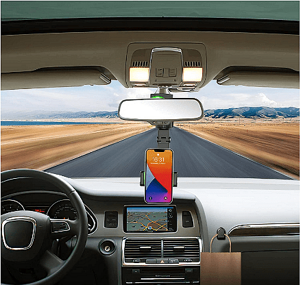 Многофункционална стойка за телефон за огледало за обратно виждане, 360° прибиращ се държач