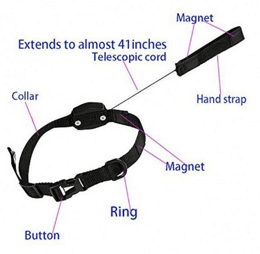 Нашийник за куче с вграден повод, Lucky Leash, 105 см. дълъг и има магнит