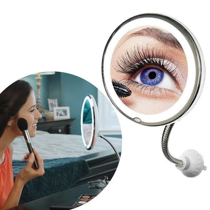 Огледало за гримиране Flexible Mirror (10 пъти увеличение + LED осветление)