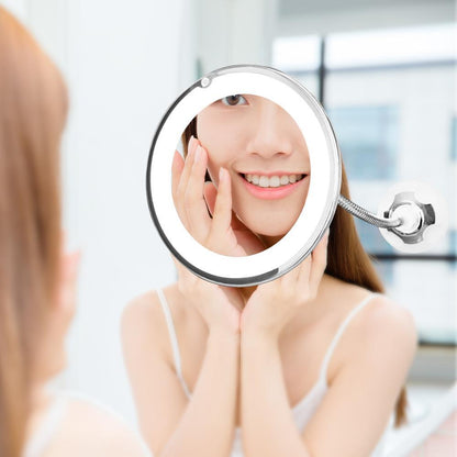 Огледало за гримиране Flexible Mirror (10 пъти увеличение + LED осветление)