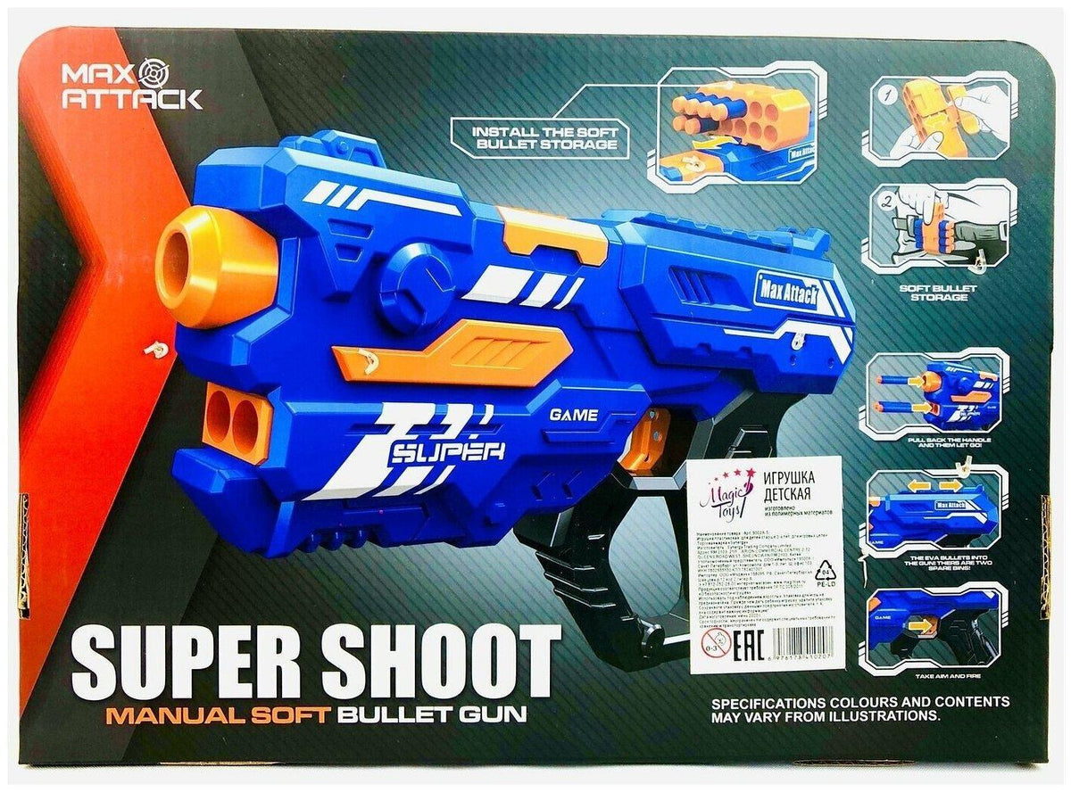 Пистолет Blaster Max Attack с меки патрони