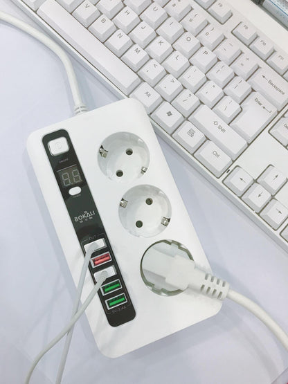 Power Socket разклонител с x5 USB и 3x220V гнезда 3.4А 2м.
