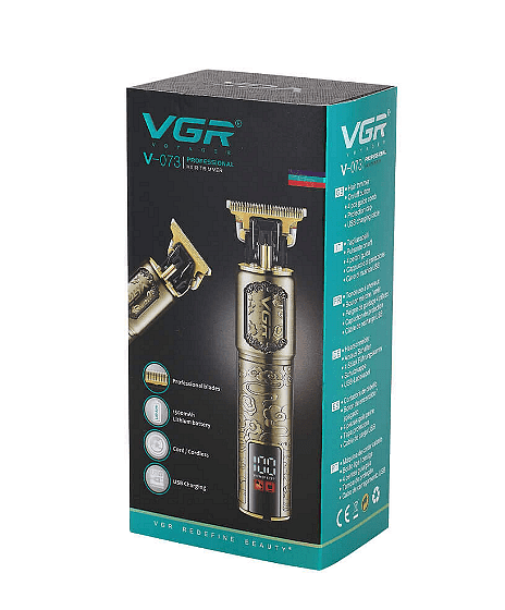 Професионален тример за коса VGR, V-073, LED дисплей, Златен