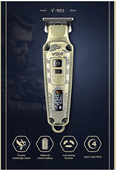 Професионална машинка за подстригване VGR, V-901, Винтидж стил, LED дисплей