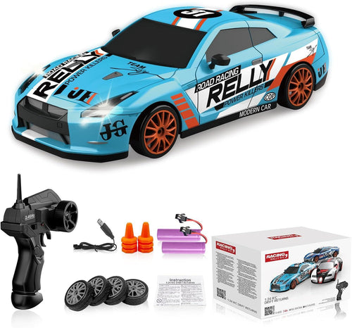 RC Дрифт Количка с Дистанционно 1/24, 4WD, със светлини, многоцветна, 18x8x5см, пълен комплект