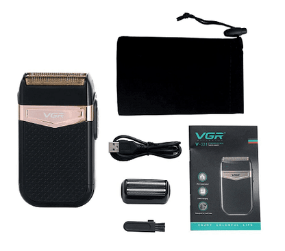 Самобръсначка VGR V331 Shaver, Професионална, Двустранна, Безжична, USB зареждане, Черен