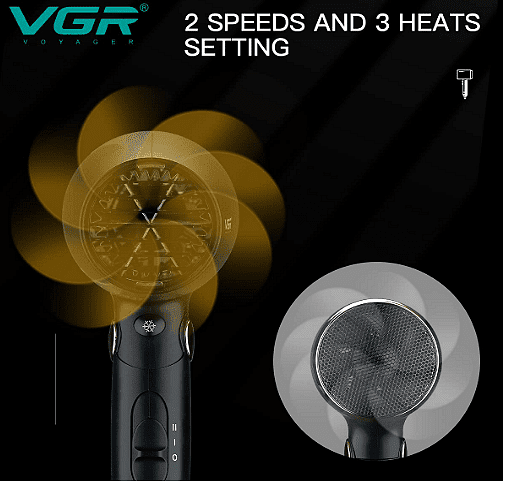 Сешоар VGR V-439, Технология с отрицателни йони, 3 нива на топлината, Черен