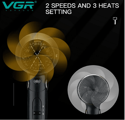 Сешоар VGR V-439, Технология с отрицателни йони, 3 нива на топлината, Черен