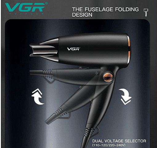 Сешоар VGR V-439, Технология с отрицателни йони, 3 нива на топлината, Черен