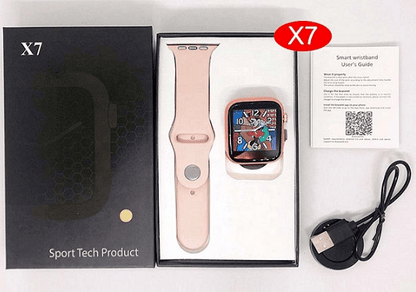 Смарт часовник, FitPro Watch X7, Монитор на съня, Нотификация калории, разстояние, Розов