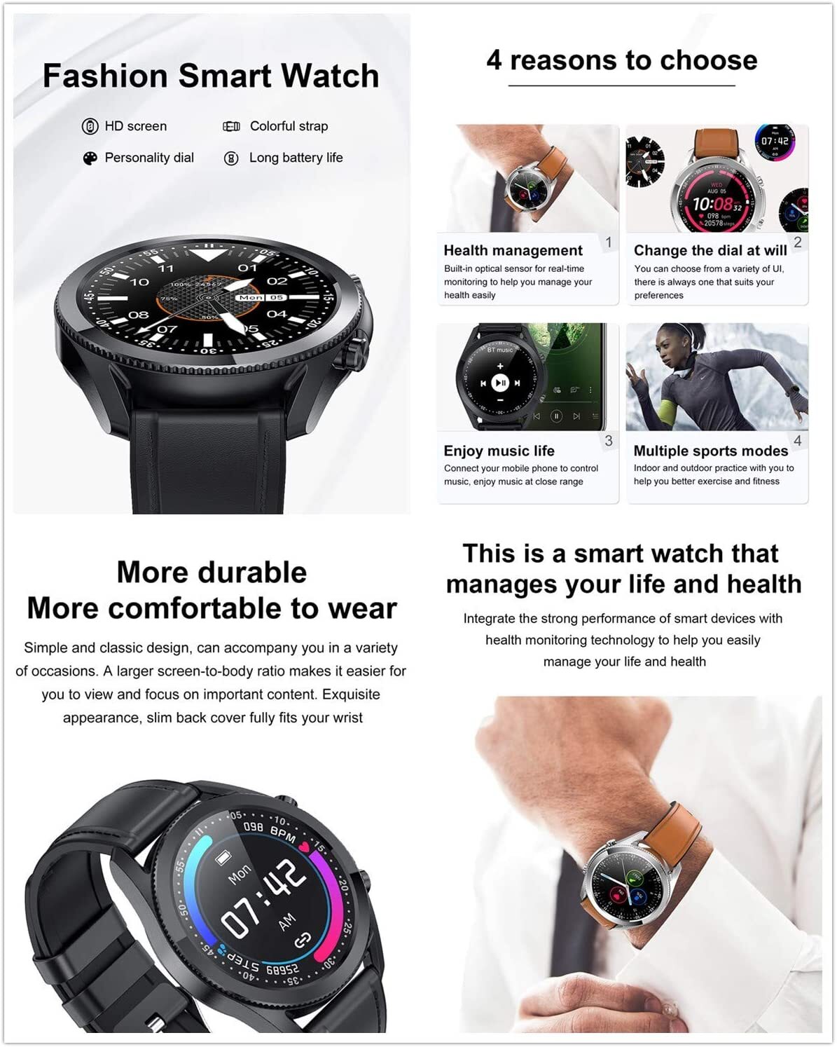 Smart Watch Lemfo G33 черен часовник с пулс и кръвно налягане