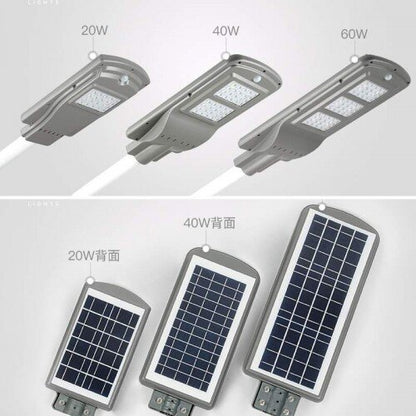 2бр. СОЛАРНА ЛАМПА С ДАТЧИК ЗА ДВИЖЕНИЕ, 20, 40, 60W IP65 + стойка