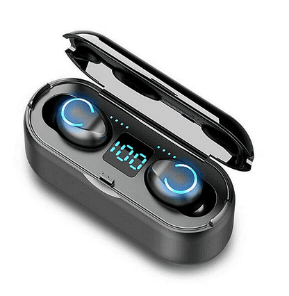 Светещи bluetooth слушалки с HD LED дисплей, TWS, Калъф за зареждане,М10, 9D, EarBuds, Черни
