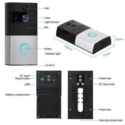 Smart Видеодомофон Звънец Wifi 720p