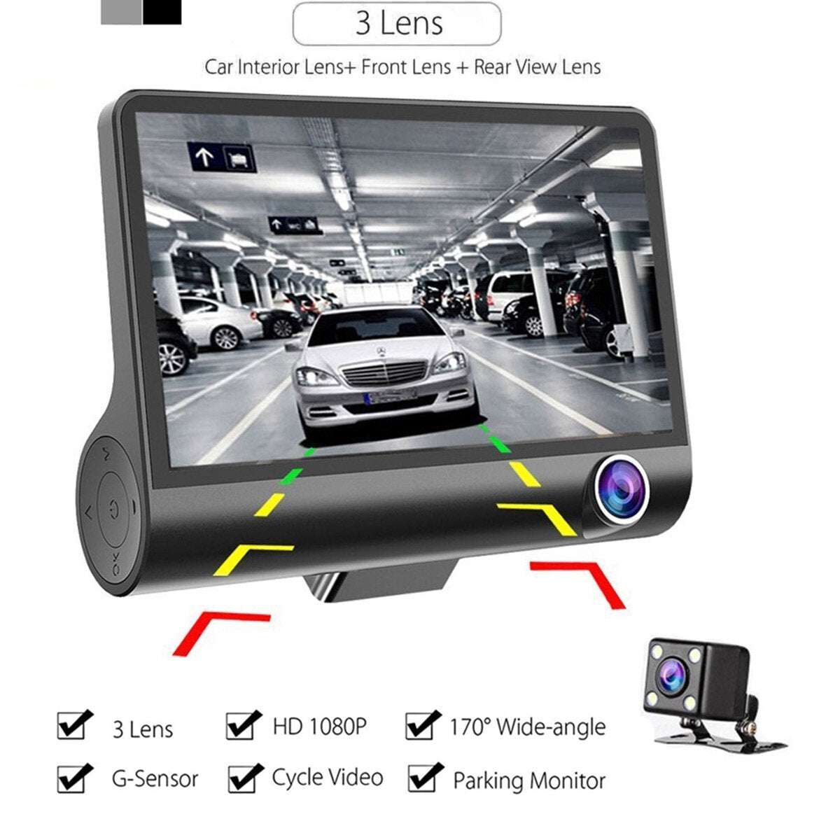 Видеорегистратор Amio с 2 камери FUll HD VIDEO CAR DVR + Камера за задно виждане