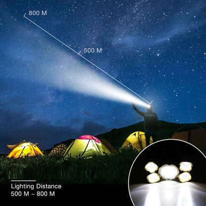Водоустойчив челник 5-LED Zoom диода, с презареждащи се батерии
