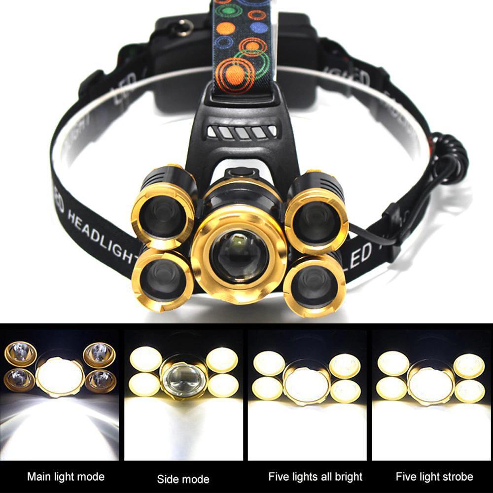 Водоустойчив челник 5-LED Zoom диода, с презареждащи се батерии