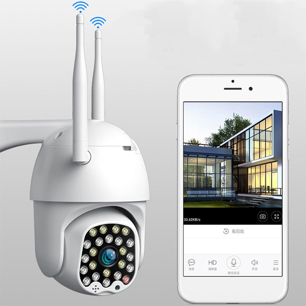 Комплект 2 бр ВОДОУСТОЙЧИВА Wifi Full HD 2.0MP 23 LED 320° въртяща камера с Motion Tracking4