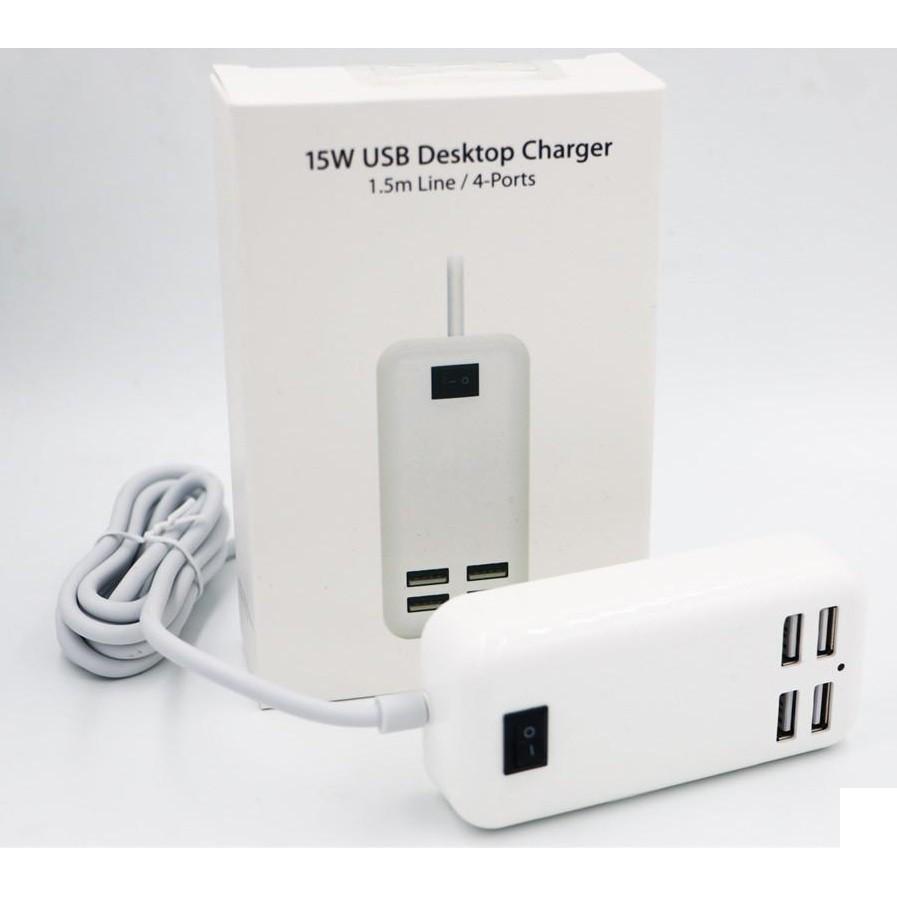 Зарядно настолно Digital One SP01031, 4 USB изхода, 1.5м, 15W, Desktop Charger, 1.5m