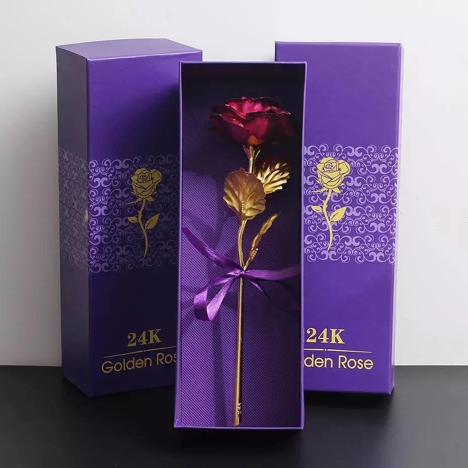 Златна роза Golden Rose, 24Kарата, Кутия, Подаръчна торбичка